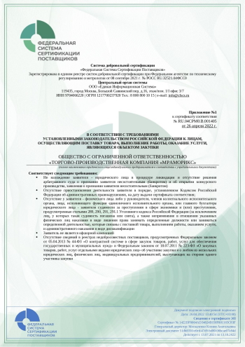 Сертификат ФССП соответствие